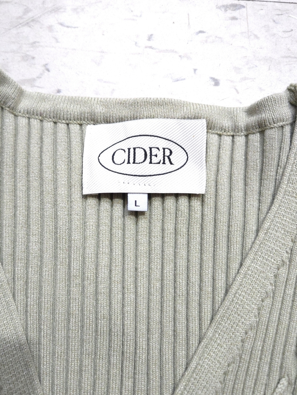 Cider | Ribbed V-Neck Cardigan Mini Dress Sage Green - Picture 5 of 7